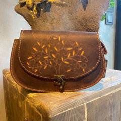 Handmade Leather Crossbody Bag for Women Infinity Tree