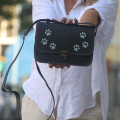 Leather Purse For Women Cat Paw Print Crossbody Bag