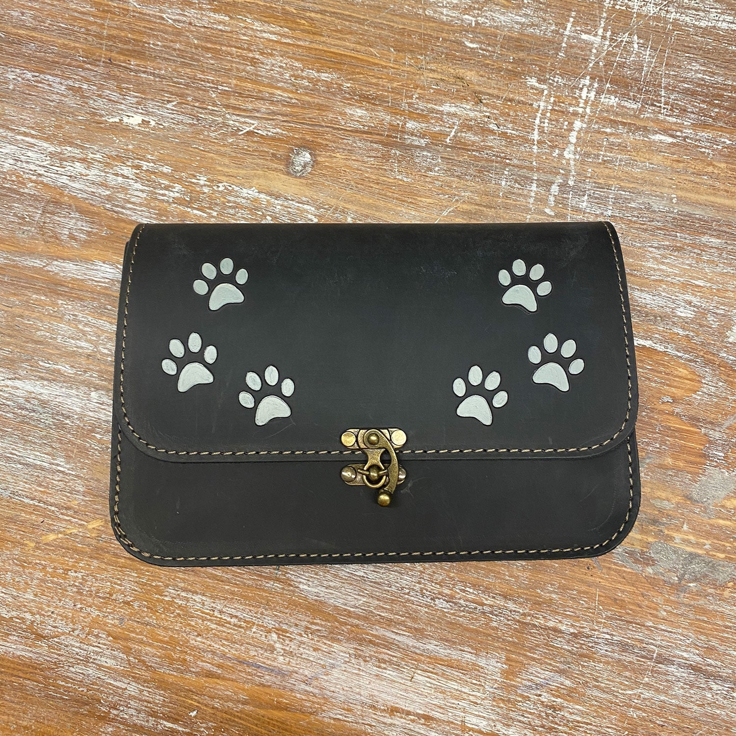 Leather Purse For Women Cat Paw Print Crossbody Bag