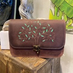 Leather Purse For Women Infinity Tree Pattern Small Crossbody Bag