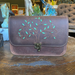 Leather Purse For Women Infinity Tree Pattern Small Crossbody Bag