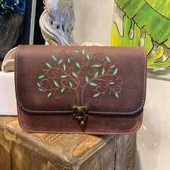 Leather Purse For Women Infinity Tree Pattern Small Crossbody Bag