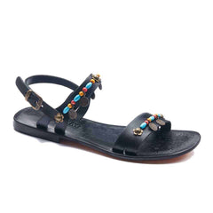 Black Open Toe Ankle Straps Sandals For Womens