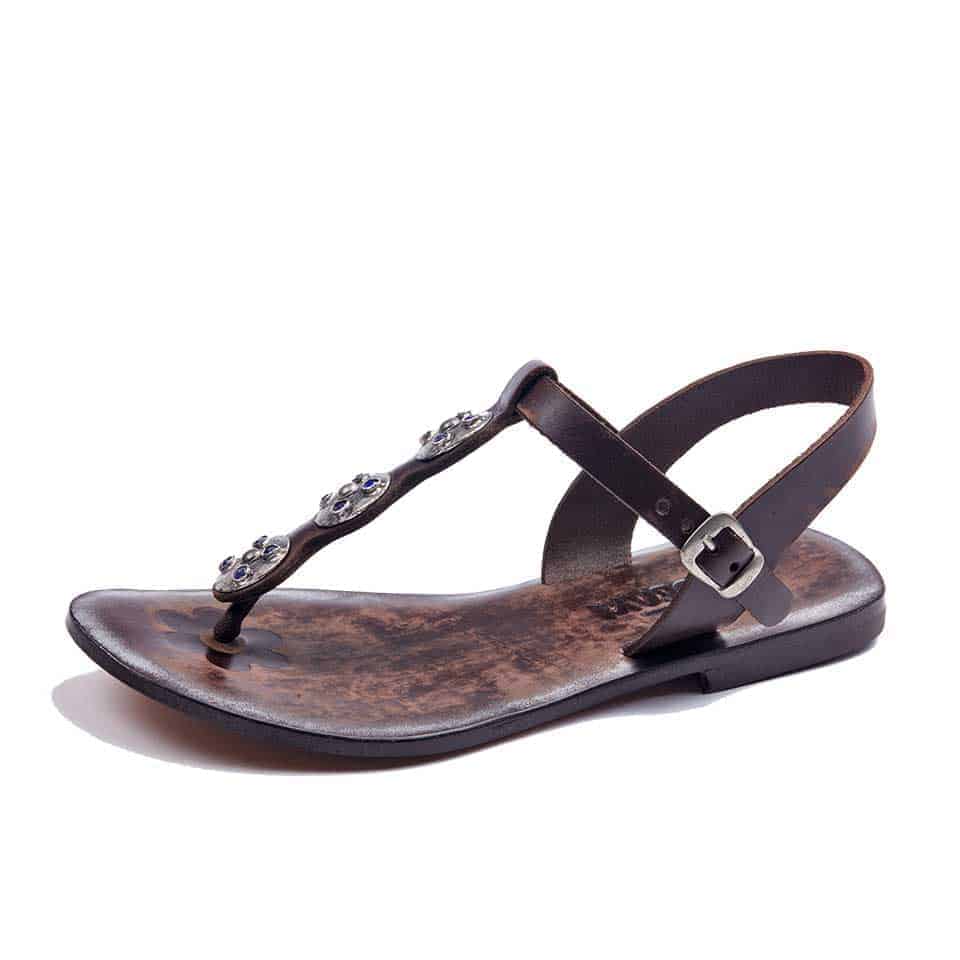 Brown Leather T Strap Sandals For Womens - BOSA – Bodrum Sandals