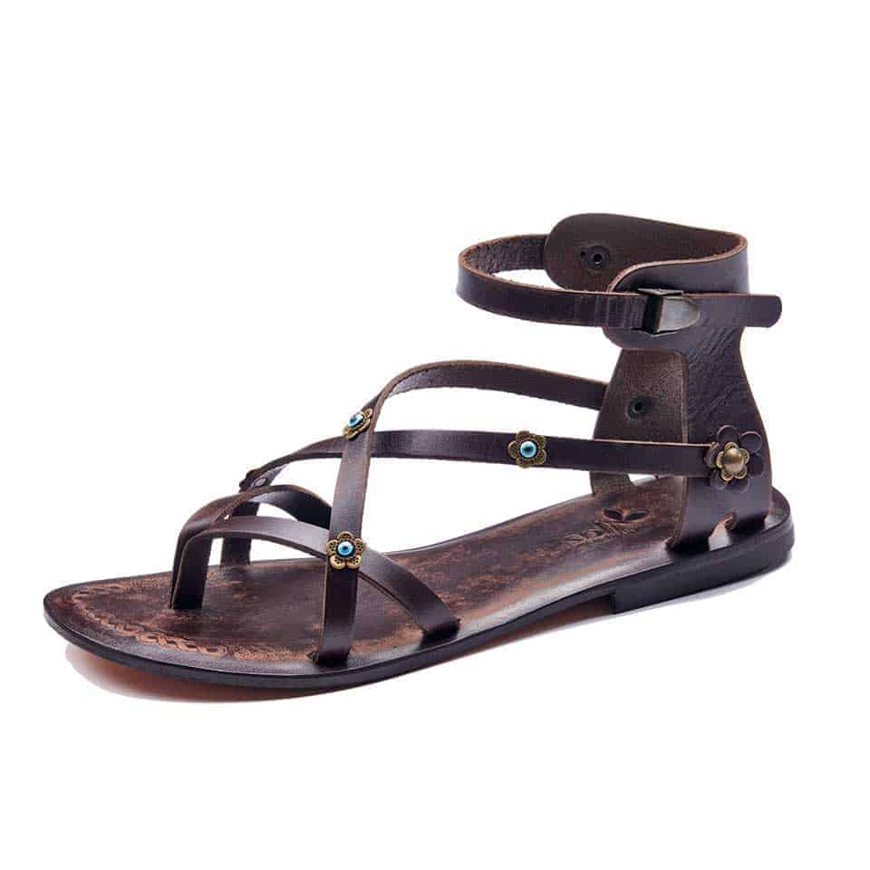 Closed Back Leather Buckle Sandal For Womens