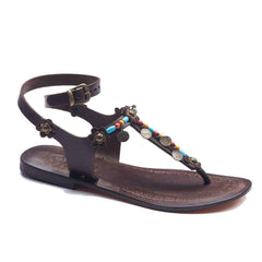 Leather Adjustable Ankle Wrap Sandals For Womens