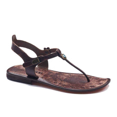 Leather Ankle T Strap Thong Sandals For Womens
