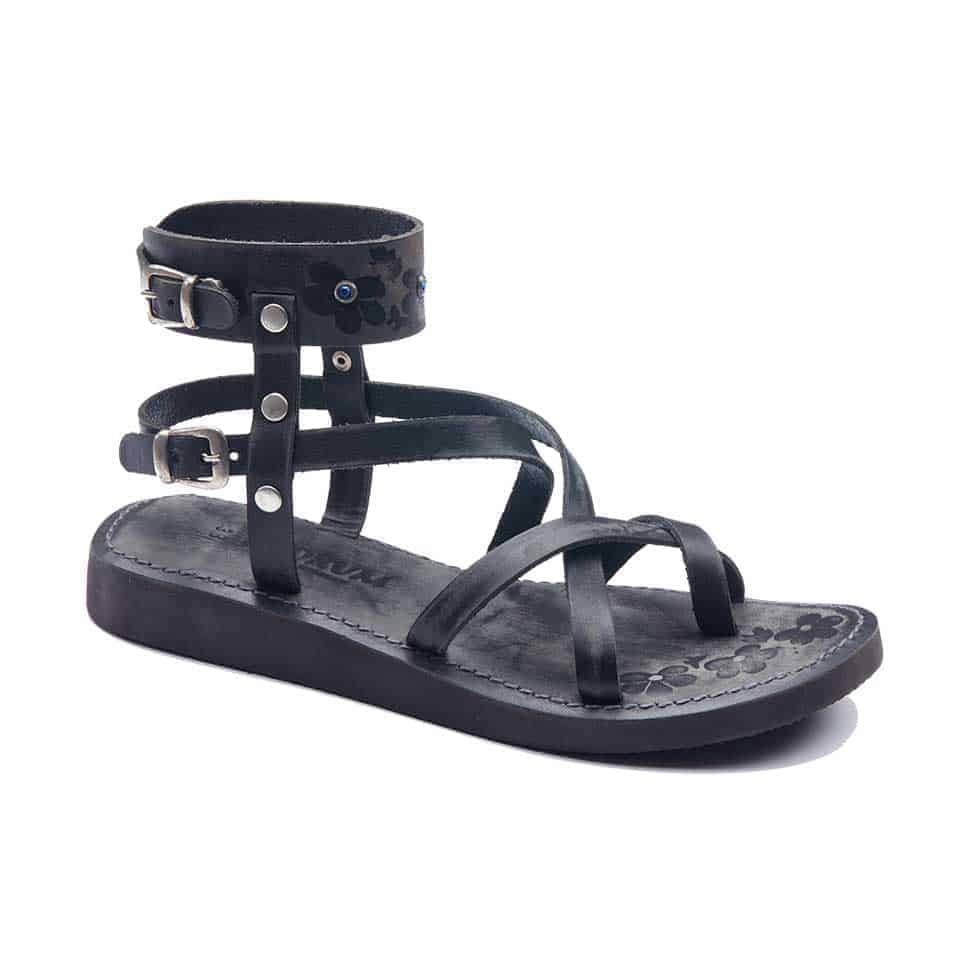 Leather Ankle Wrap Sandals For Womens