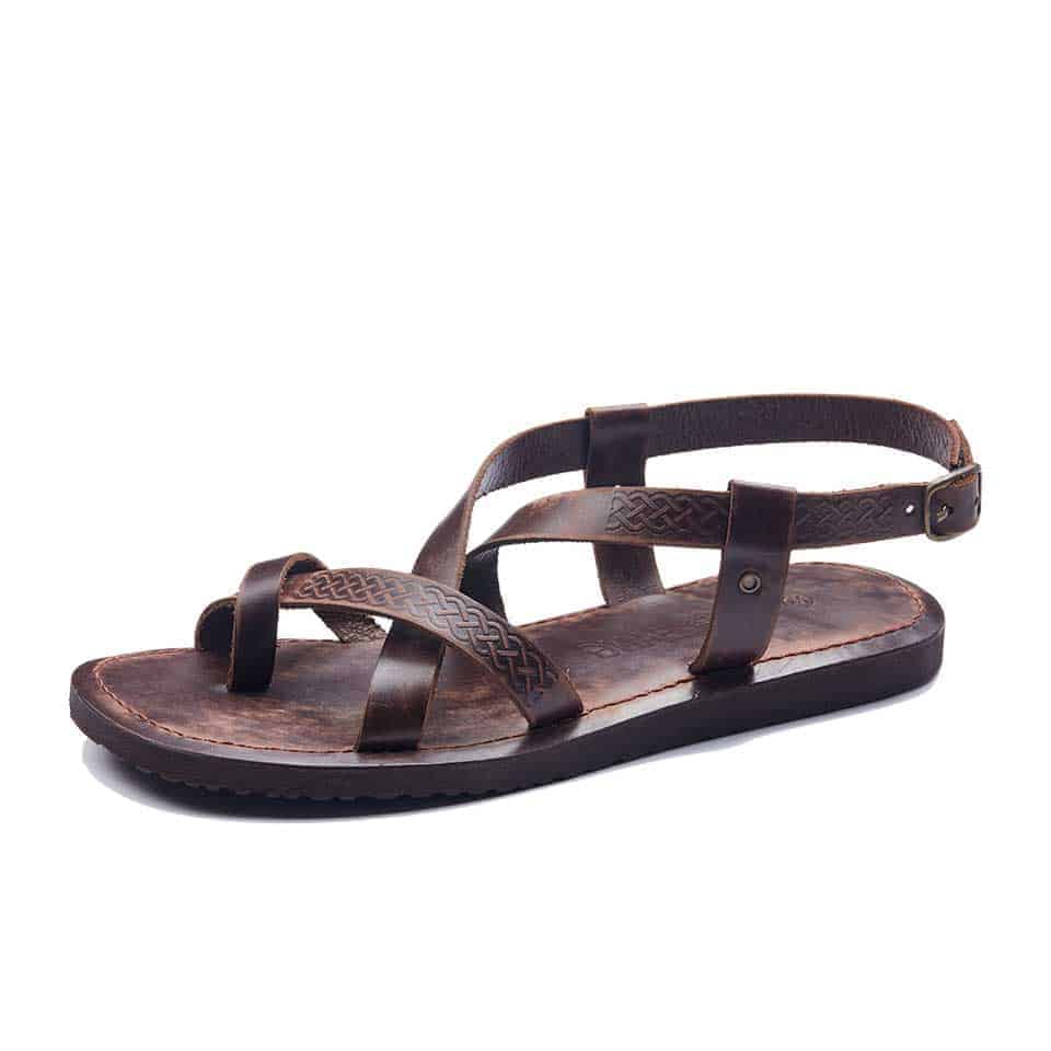 Mens Leather Strap Sandals Toe Thongs
