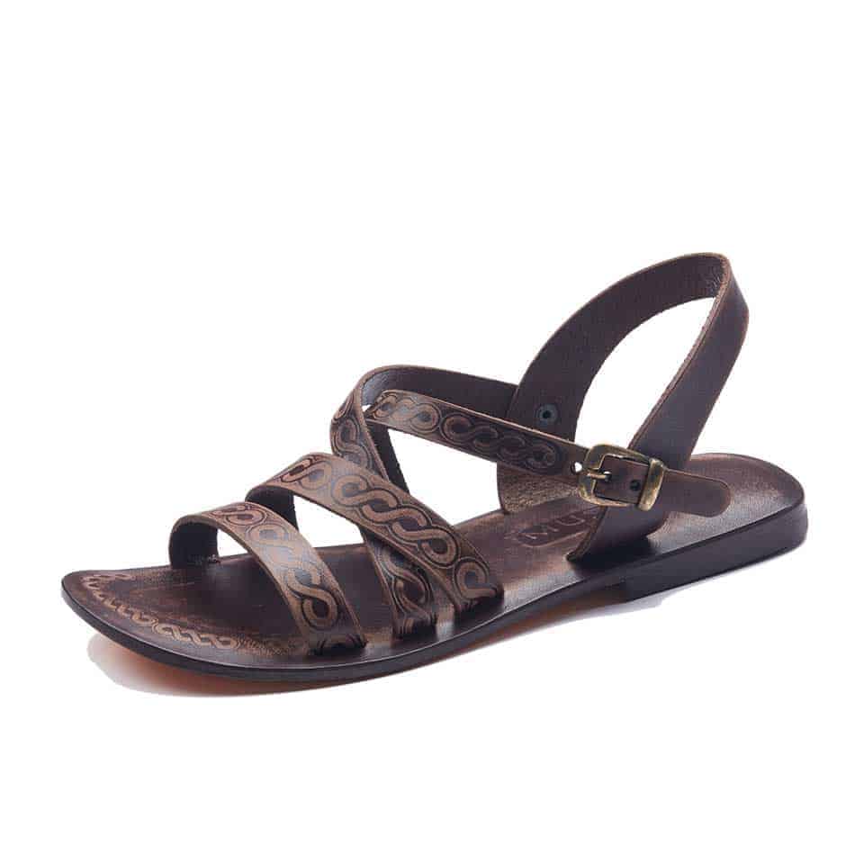 Open Toe Leather Ankle Strap Sandals For Womens