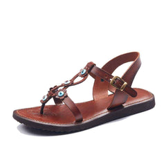 Tan leather Ankle Strap Sandals For Womens