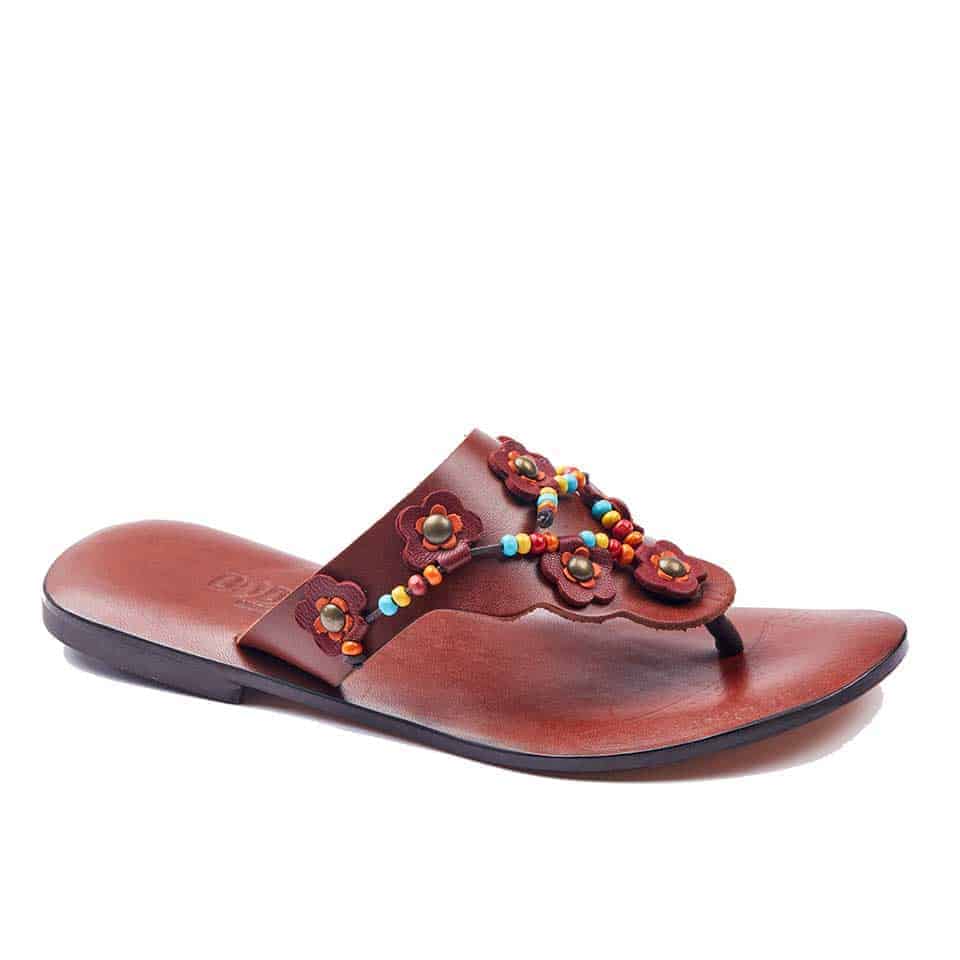 Tanned Flip Flops Leather Thong Sandals For Womens